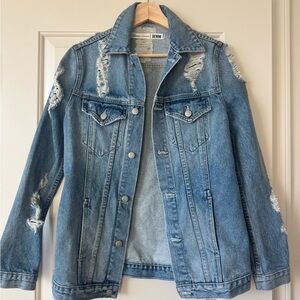 Lovers + Friends Light Blue Distressed Jean Jacket